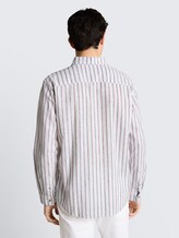 Overhemd met normale pasvorm en linnenmix - white multicolor stripe - Neklijn model-achteraanzicht