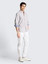 Overhemd met normale pasvorm en linnenmix - white multicolor stripe - Model vooraanzicht