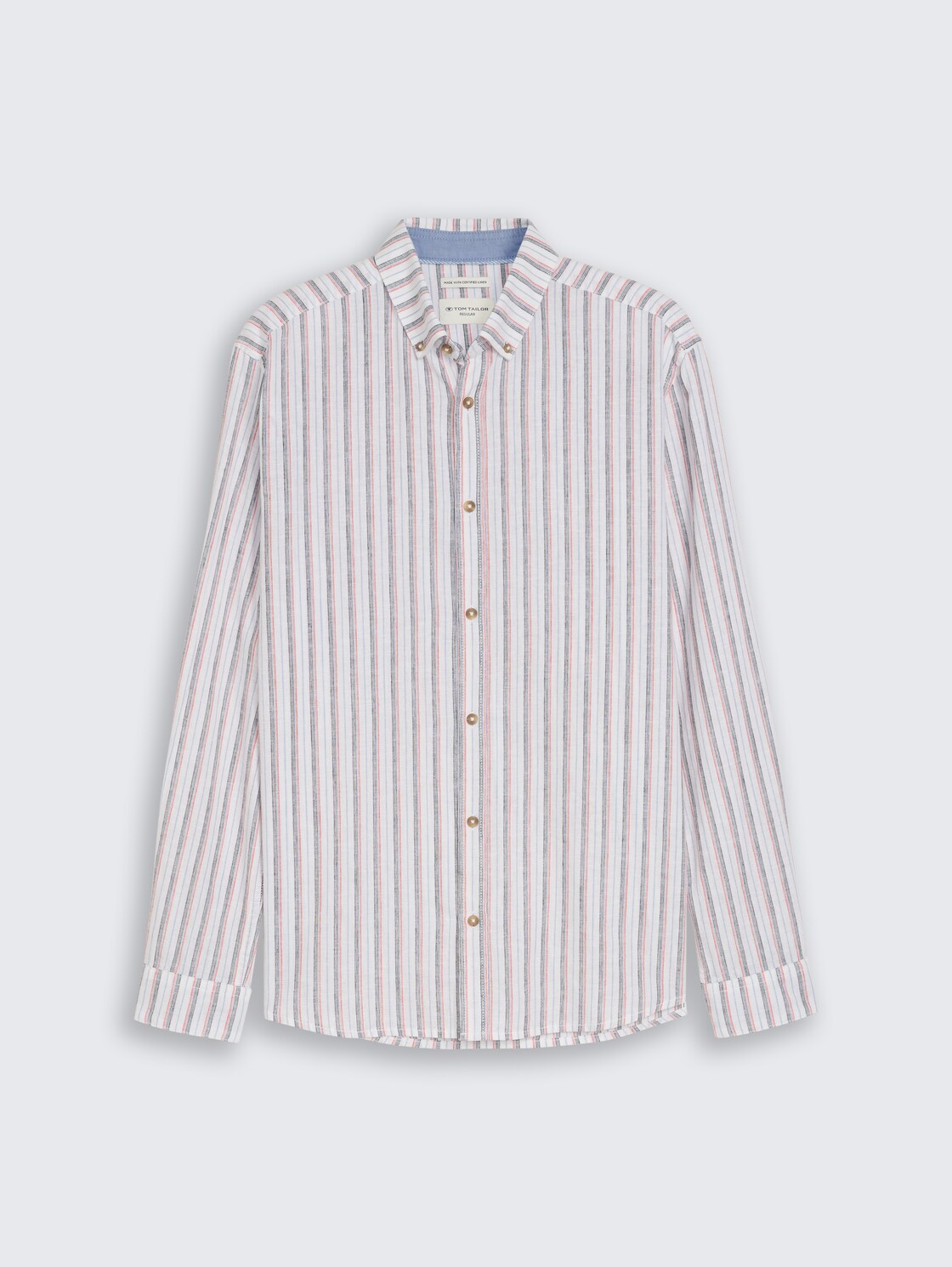 Regular Fit Kurzarmhemd mit Leinenanteil - white multicolor stripe - Vorder-Produkt-Ansicht