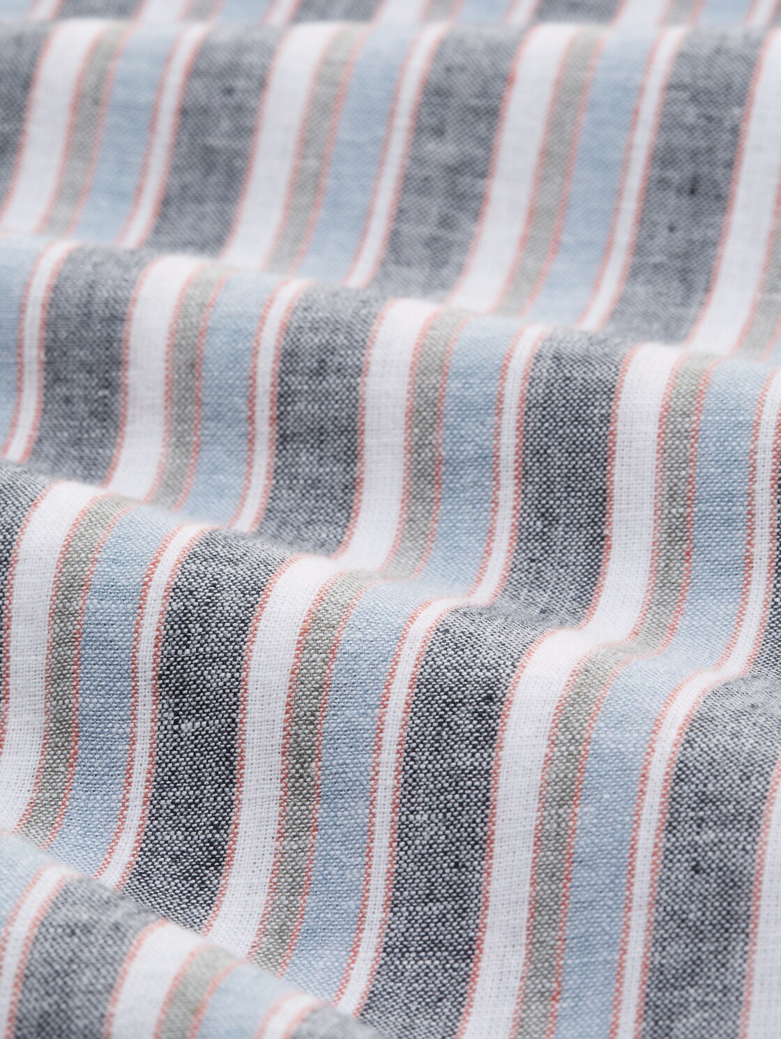 Regular Fit Kurzarmhemd mit Leinenanteil - blue multicolor stripe - Material-Ansicht