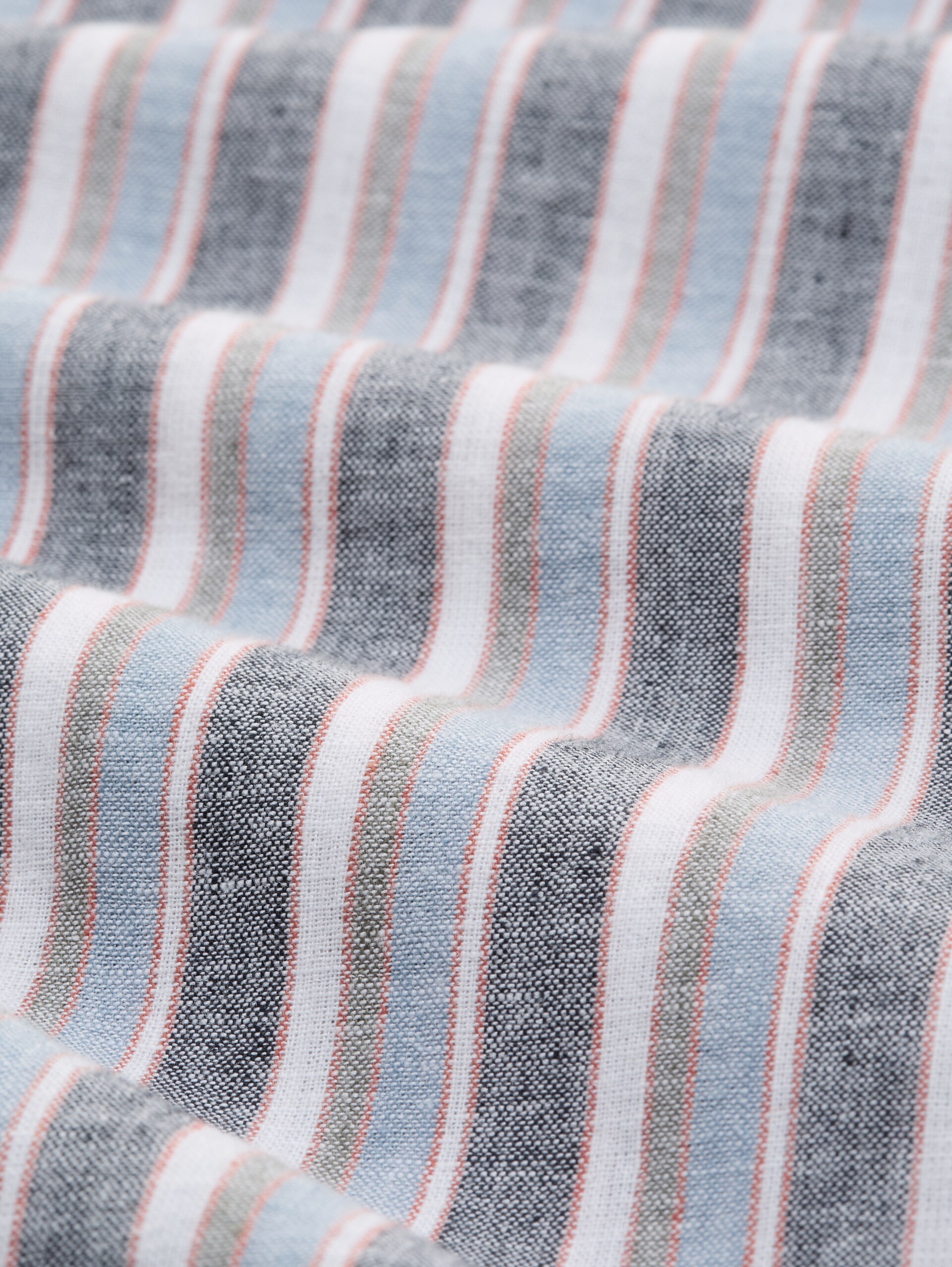 Regular fit overhemd met linnen - blue multicolor stripe - Materiaalweergave