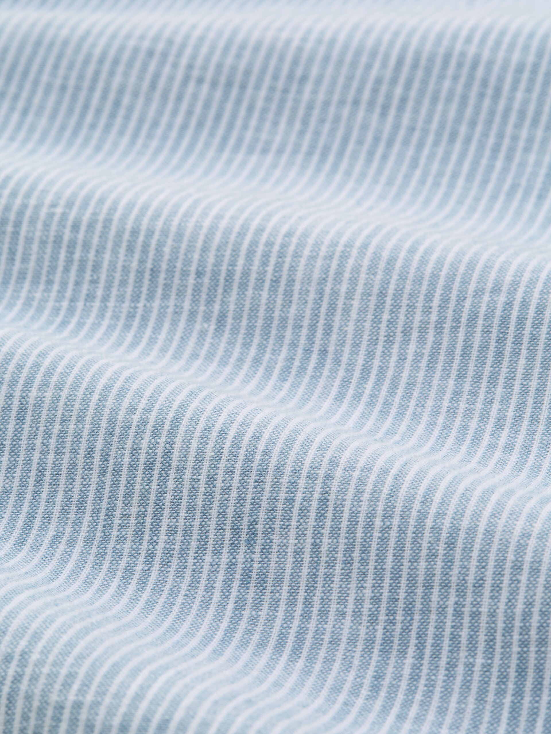 Regular fit overhemd met linnen - bleeched blue white stripe - Materiaalweergave