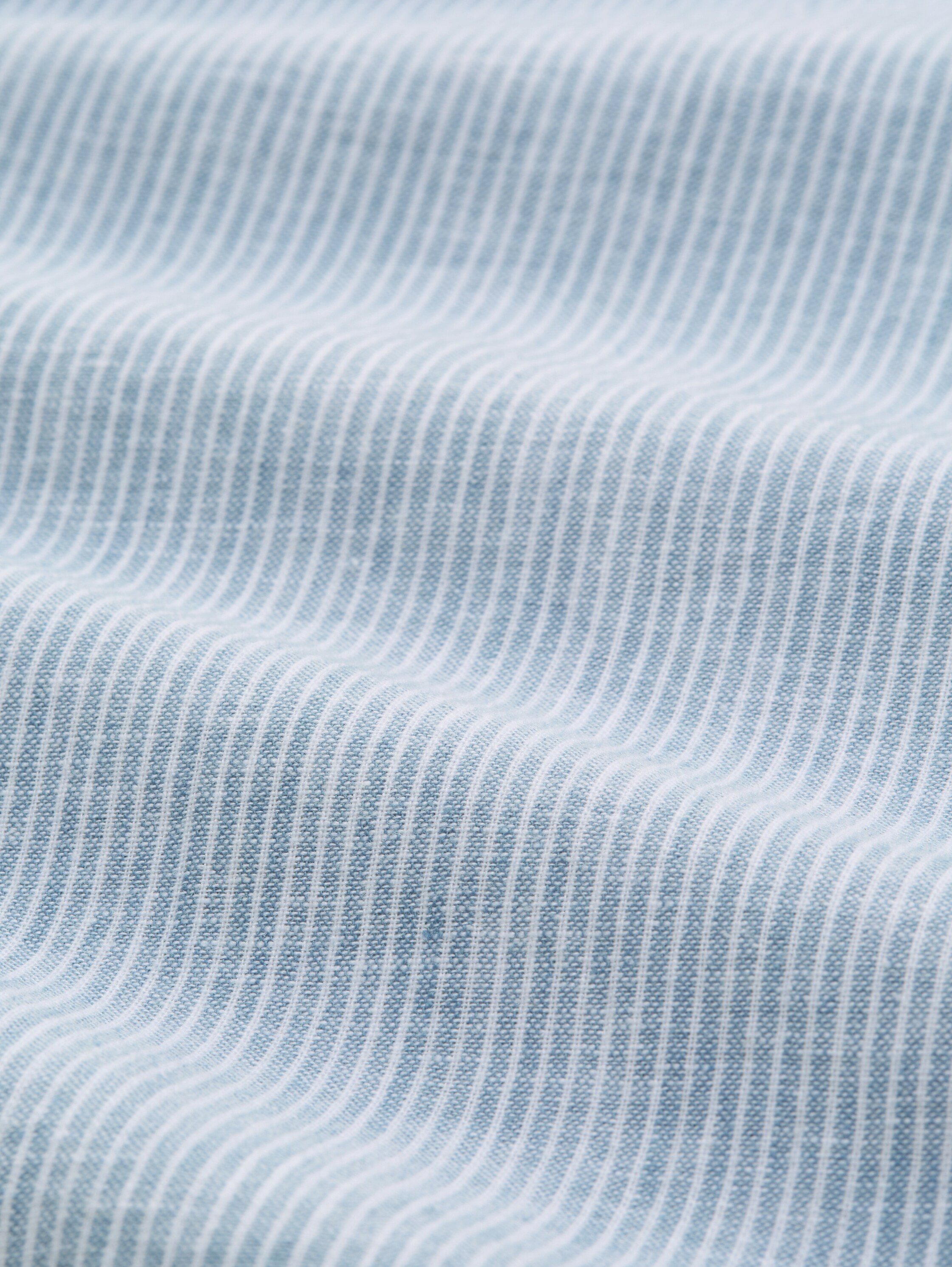 Regular Fit Kurzarmhemd mit Leinenanteil - bleeched_blue_white_stripe - 