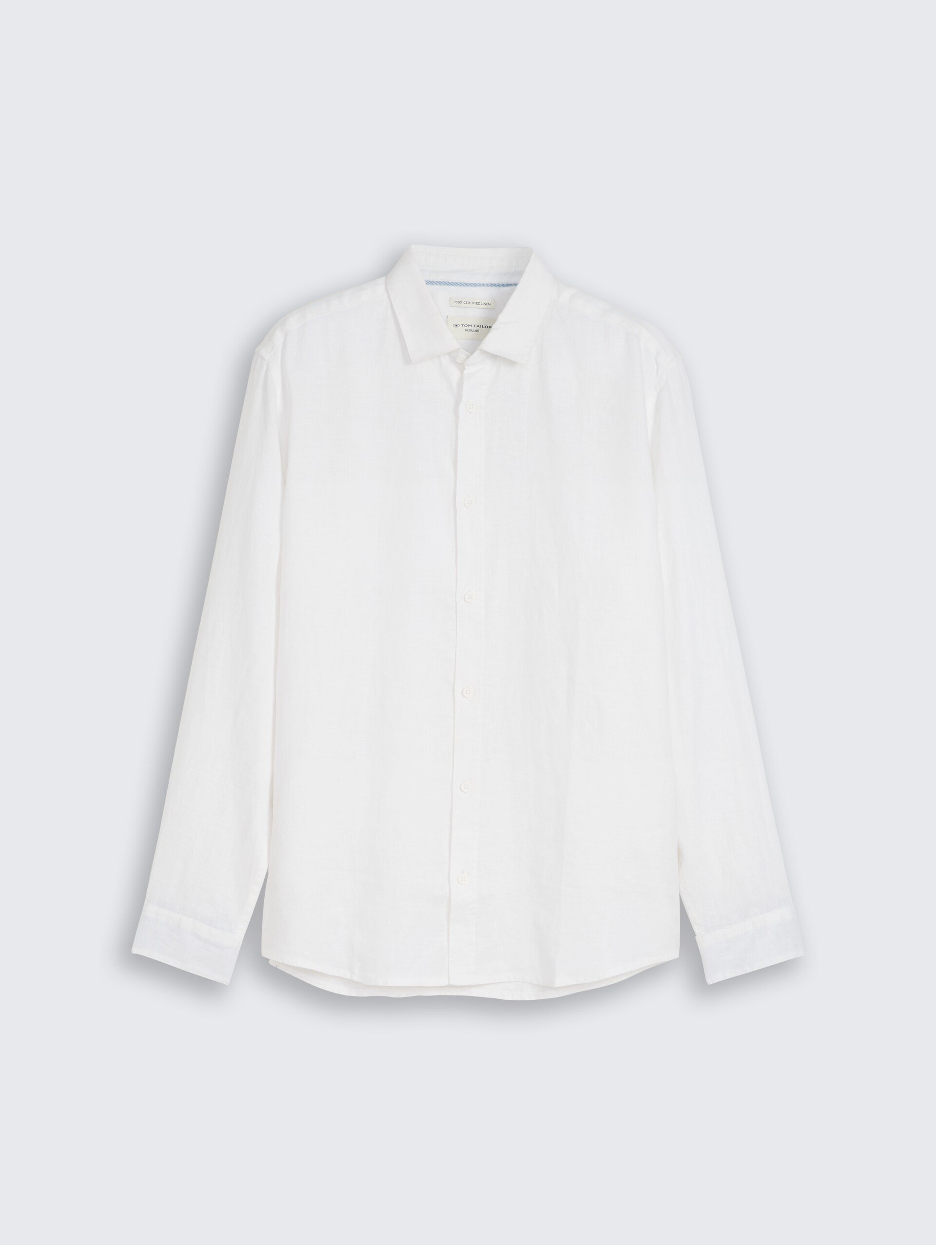 Regular Fit Hemd aus Leinen - White - Vorder-Produkt-Ansicht