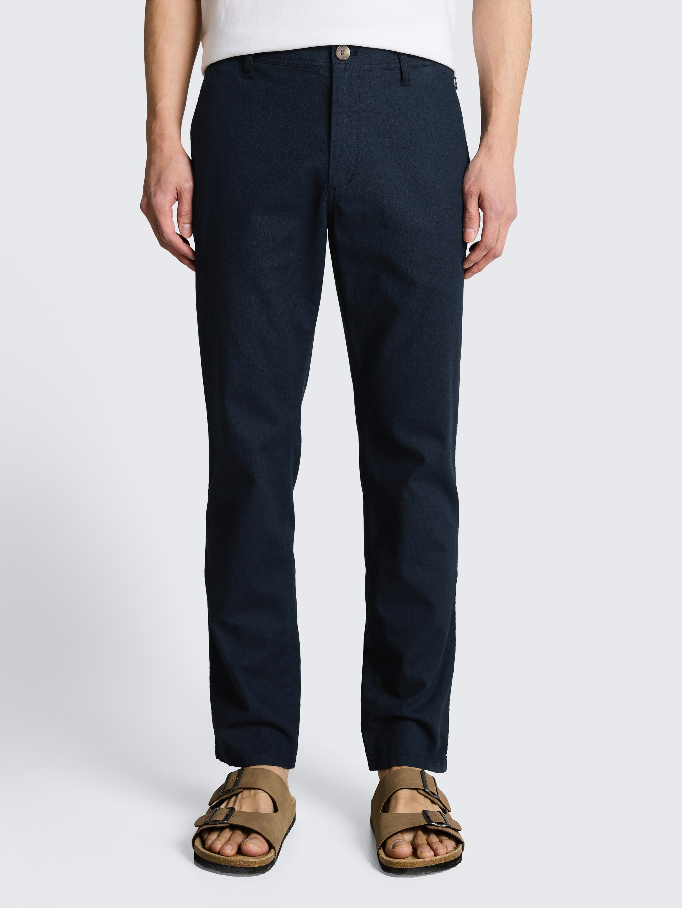 TTREGULAR chino trousers with linen blend - sky_captain_blue_1 - 