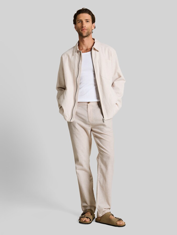 TTREGULAR Pantalon chino avec partie en lin par Men, cashew beige chambray