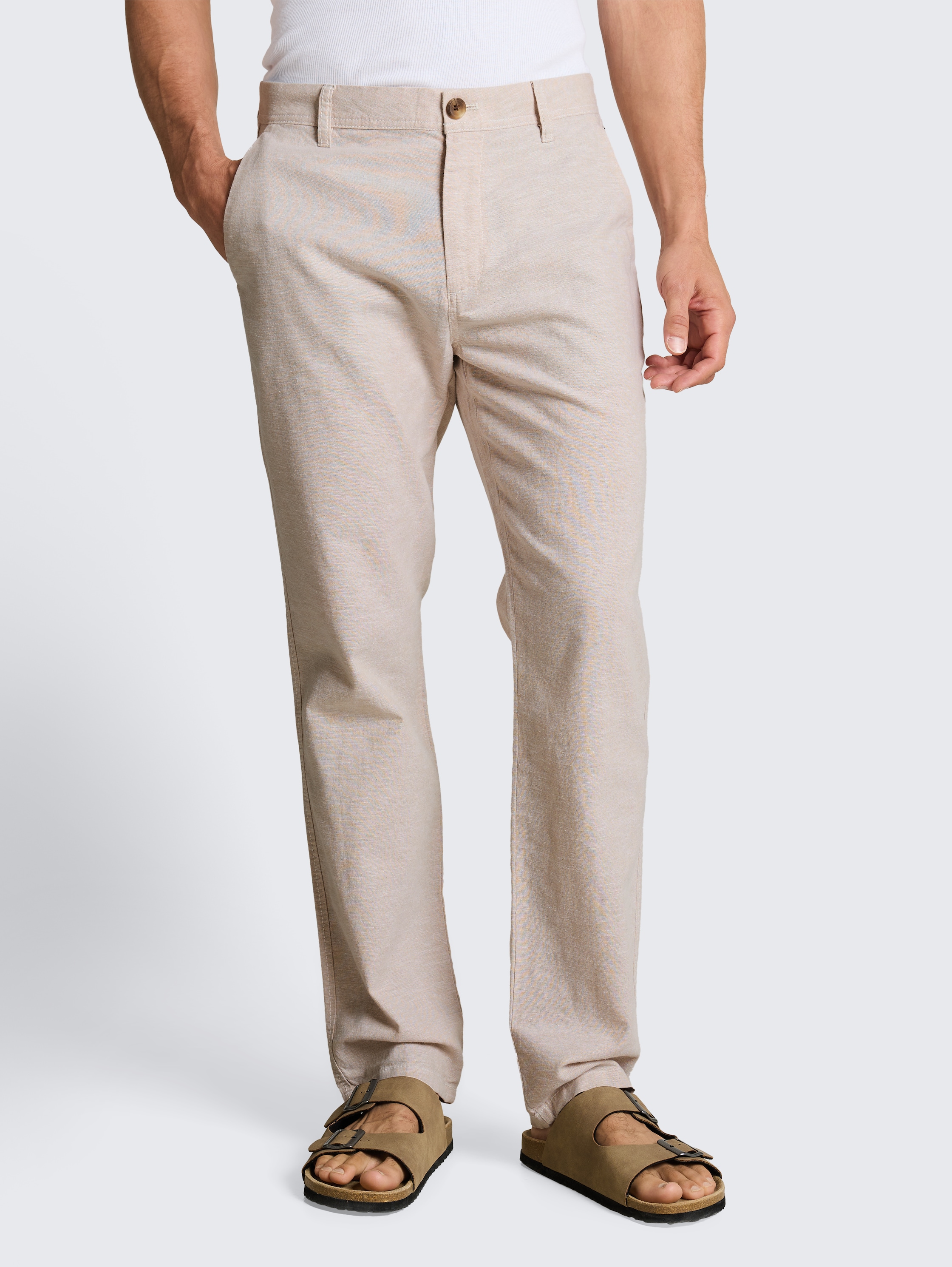 TTREGULAR Chino Hose mit Leinenanteil - cashew_beige_chambray - 