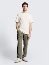 TTREGULAR Chino Hose mit Leinenanteil - leaf green stripe - Model-Vorderansicht