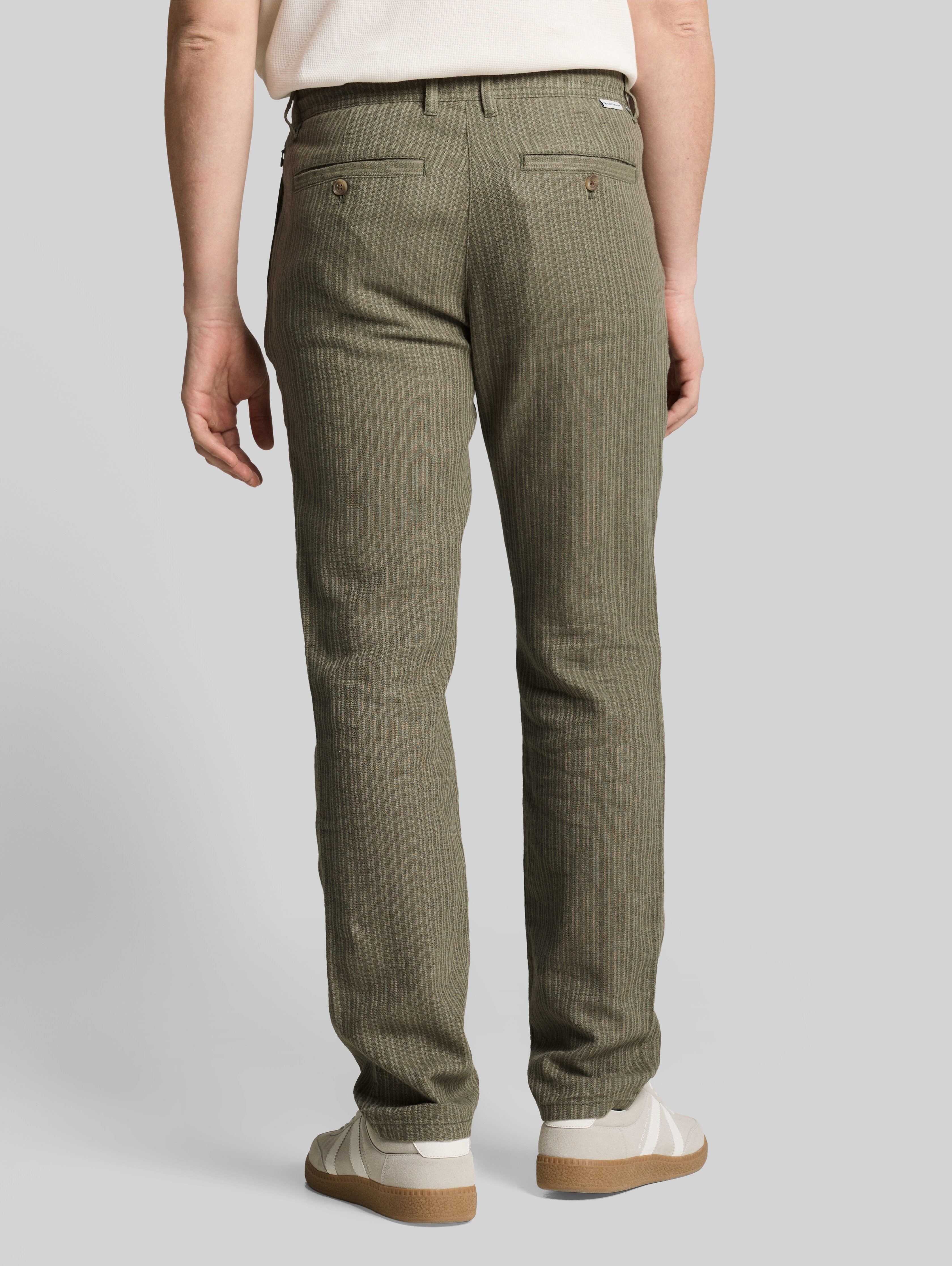 TTREGULAR chino trousers with linen blend in green by Tom Tailor