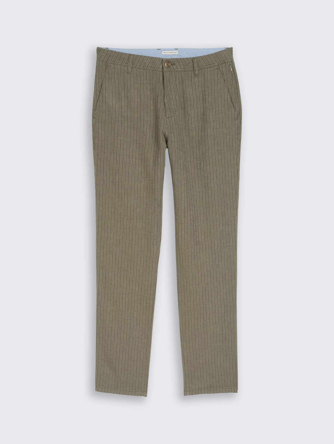 TTREGULAR Chino Hose mit Leinenanteil - leaf green stripe - Vorder-Produkt-Ansicht