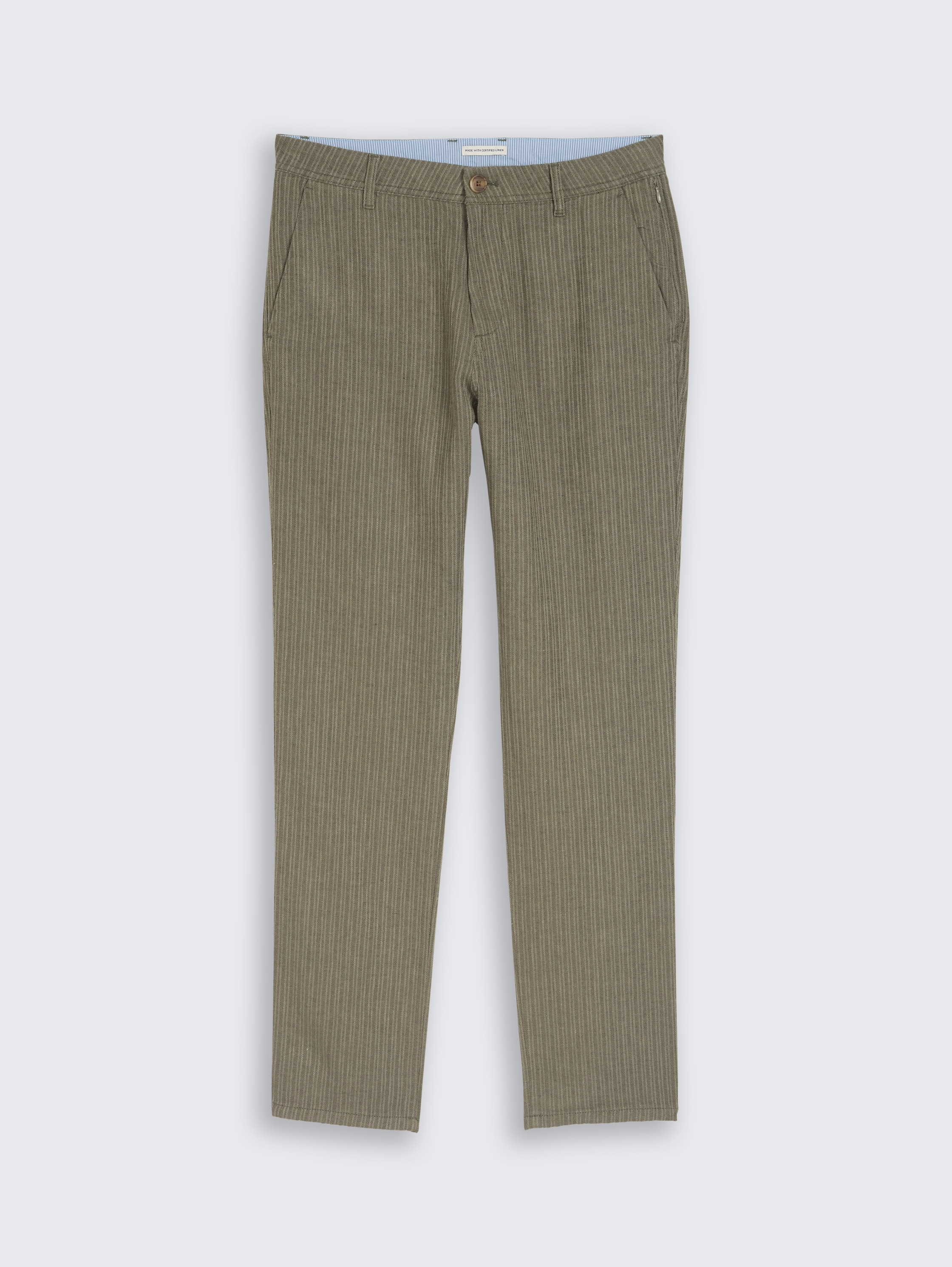 TTREGULAR Chino Hose mit Leinenanteil - leaf_green_stripe - 