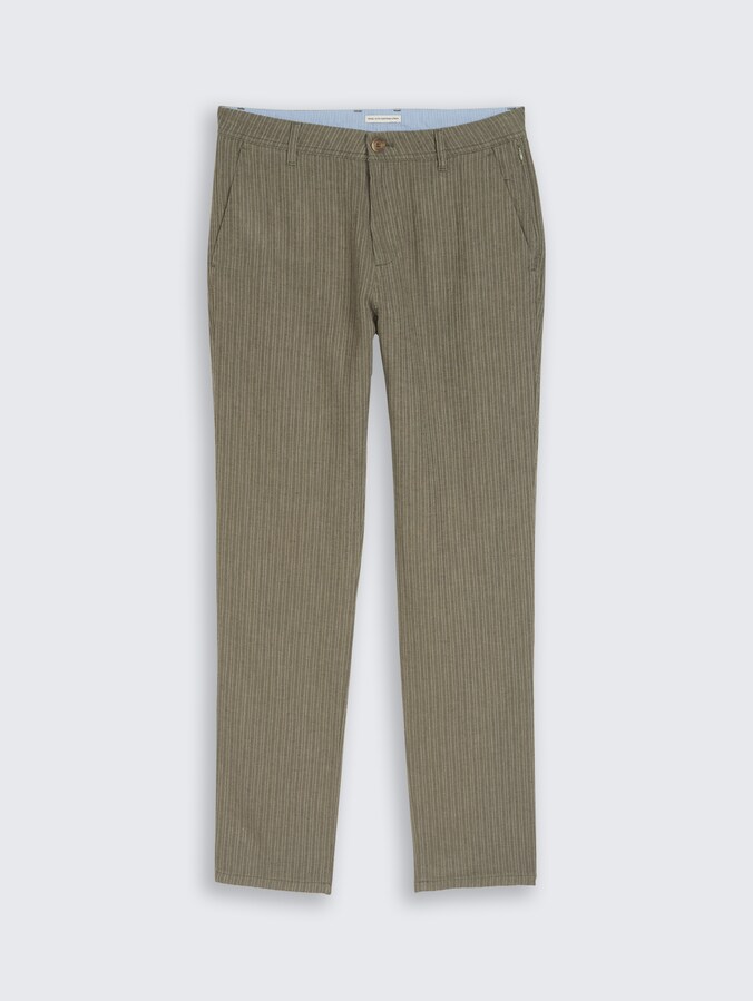 TTREGULAR Chino Hose mit Leinenanteil von Men, leaf green stripe