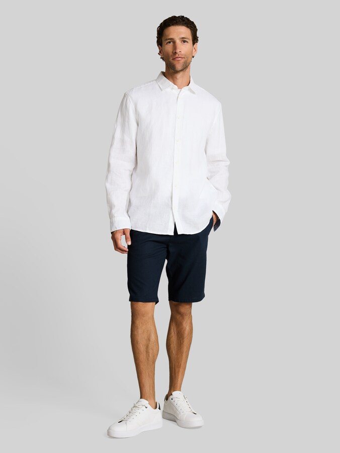 Short chino TTREGULAR avec partie en lin par Men, sky captain blue