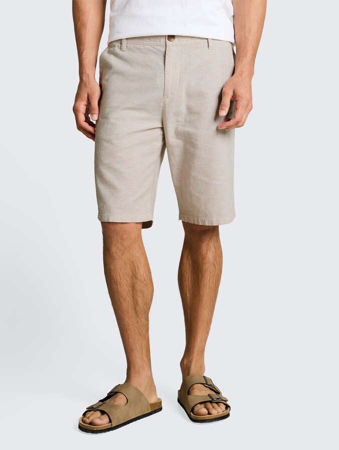 TTREGULAR chino short met linnen door Men, cashew beige chambray