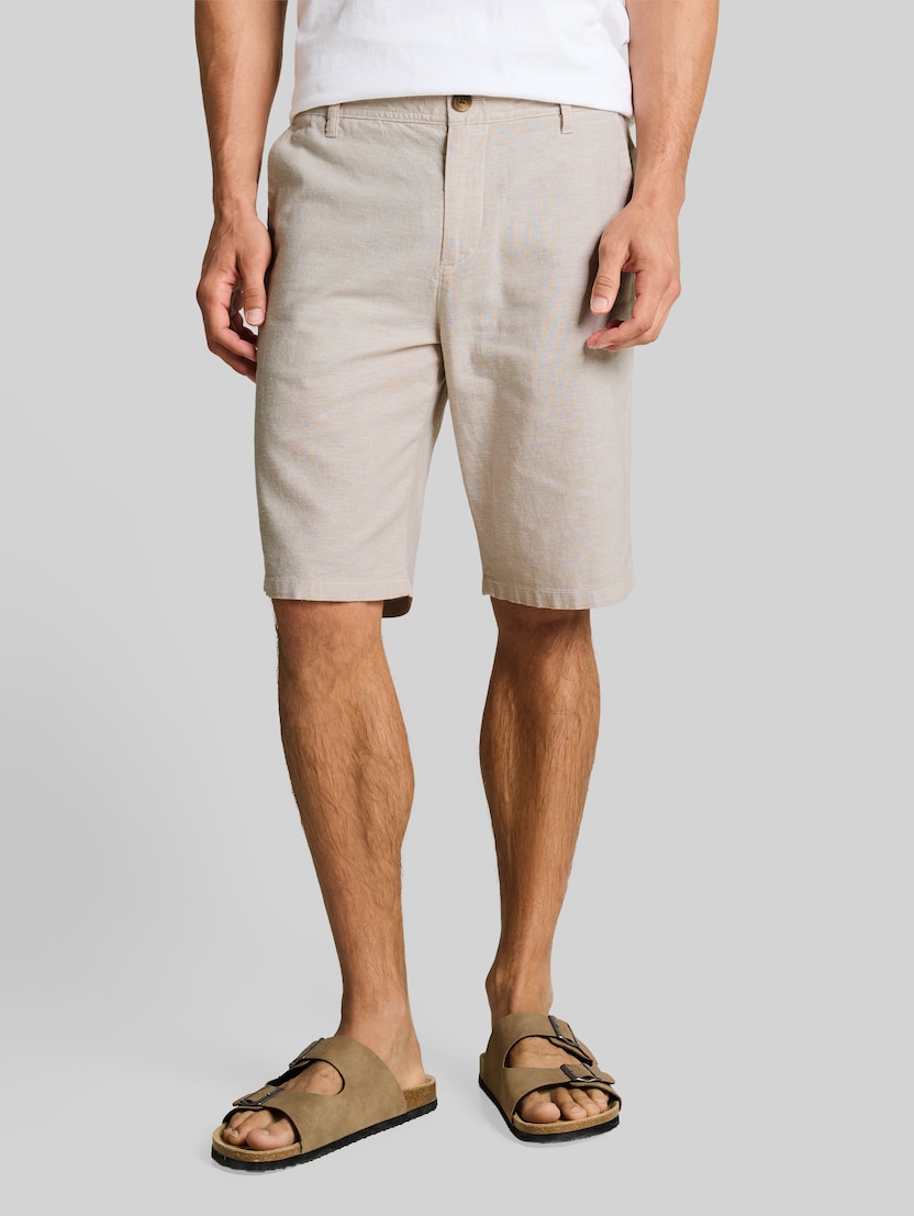 TTREGULAR Chino Shorts mit Leinenanteil von Men, cashew beige chambray