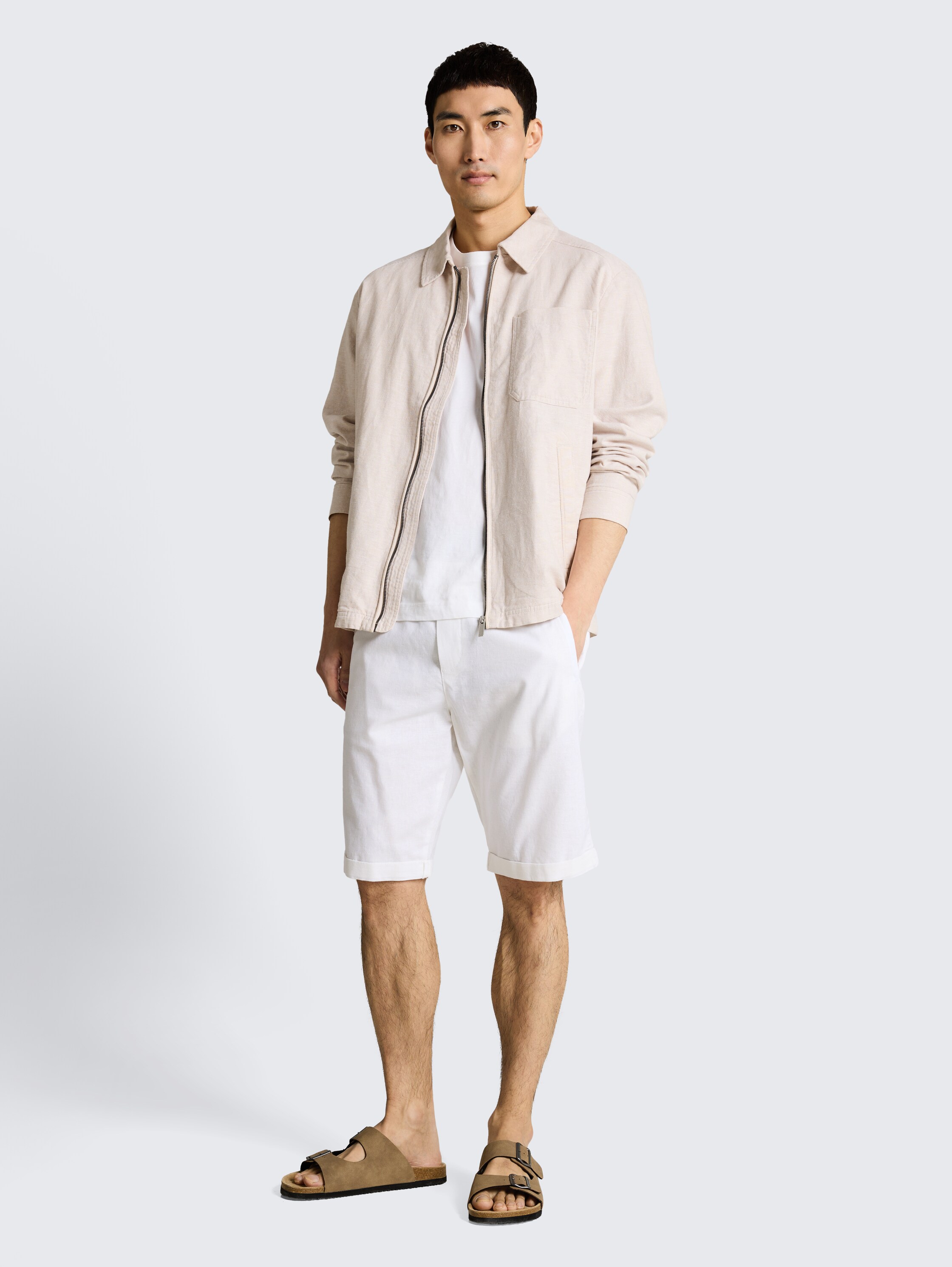 TTREGULAR Shorts mit Leinenanteil - white - 