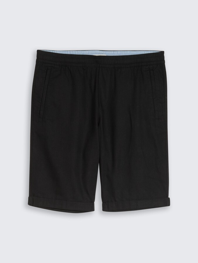 Short TTREGULAR avec partie en lin par Men, Black