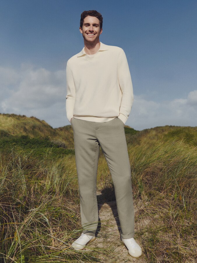 TTREGULAR Chino Hose von Men, Greyish Shadow Olive