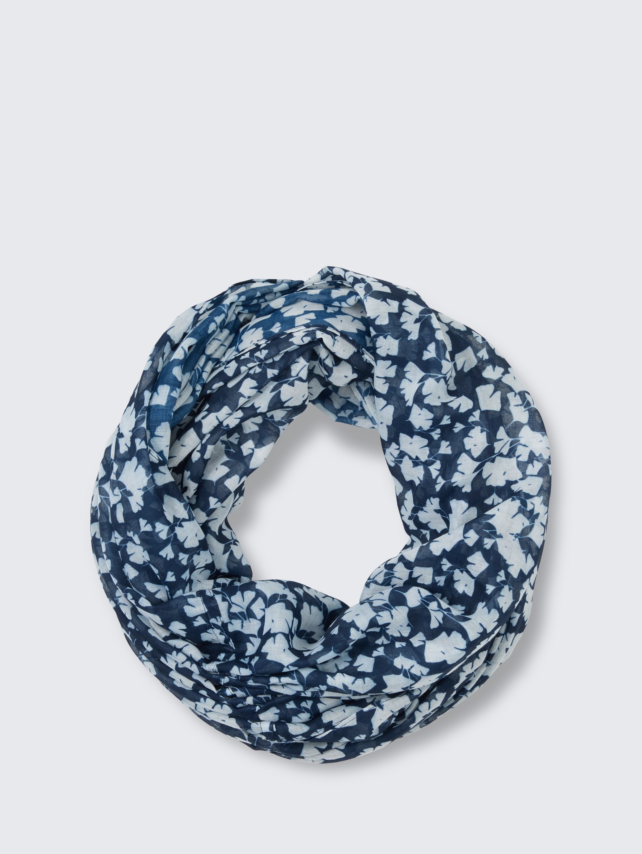 Loop-Schal mit Muster - blue_ginkgo_minimal - 