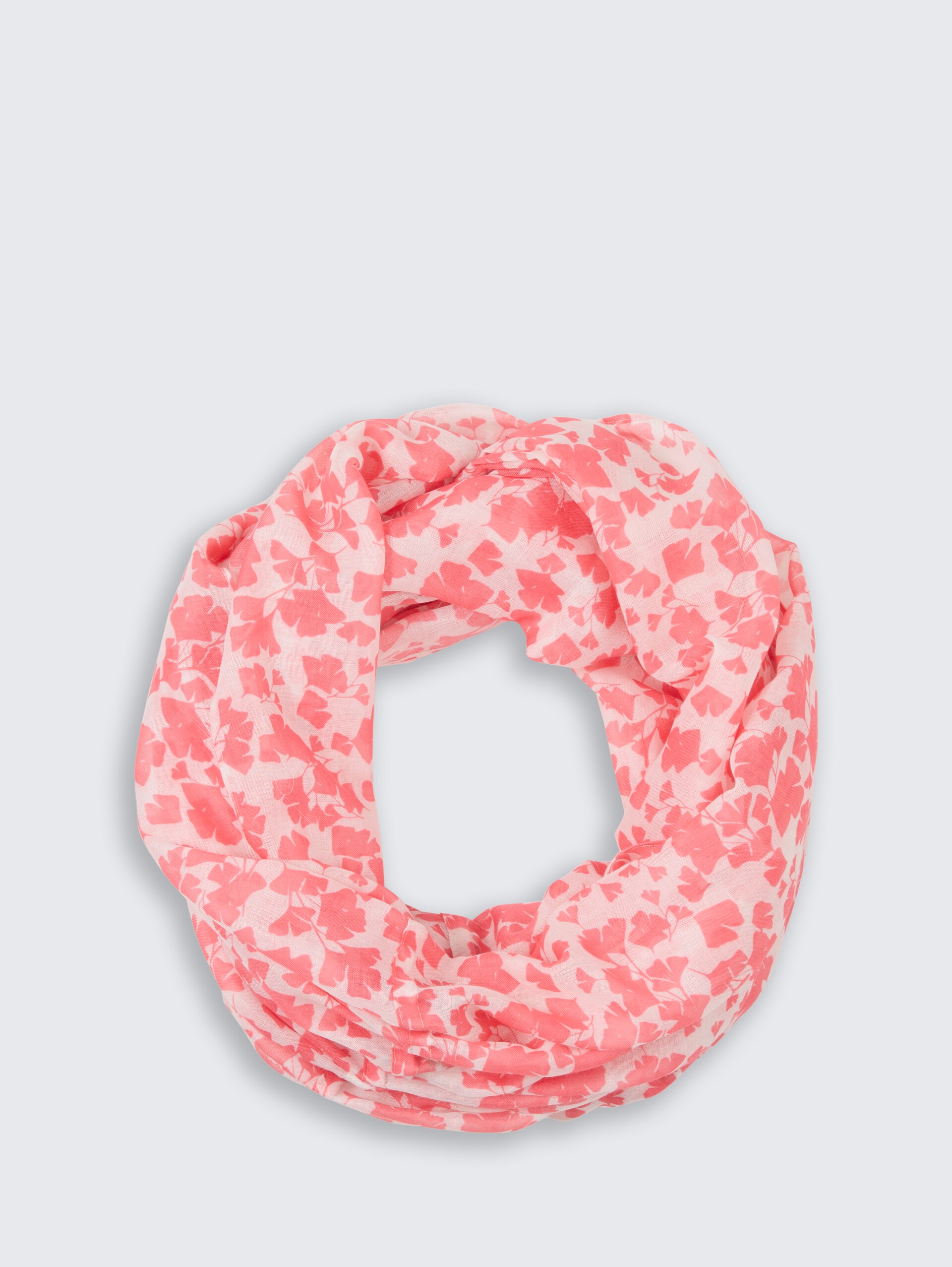 Loop-Schal mit Muster - coral pink ginkgo minimal - Vorder-Produkt-Ansicht