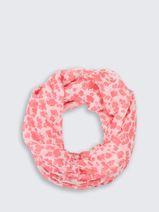 Loop-Schal mit Muster von Women, coral pink ginkgo minimal