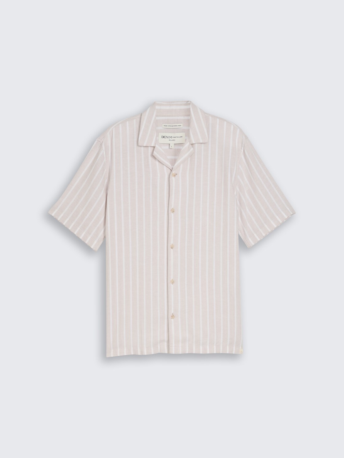 Relaxed fit resort met linnen - muted grey stripe - Product vooraanzicht