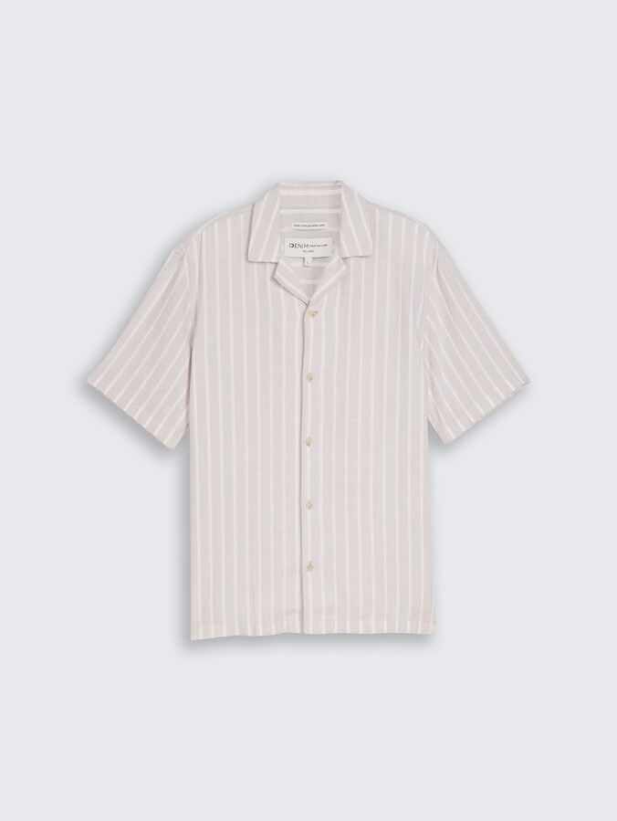 Relaxed Fit Resort mit Leinenanteil von Denim Male, muted grey stripe