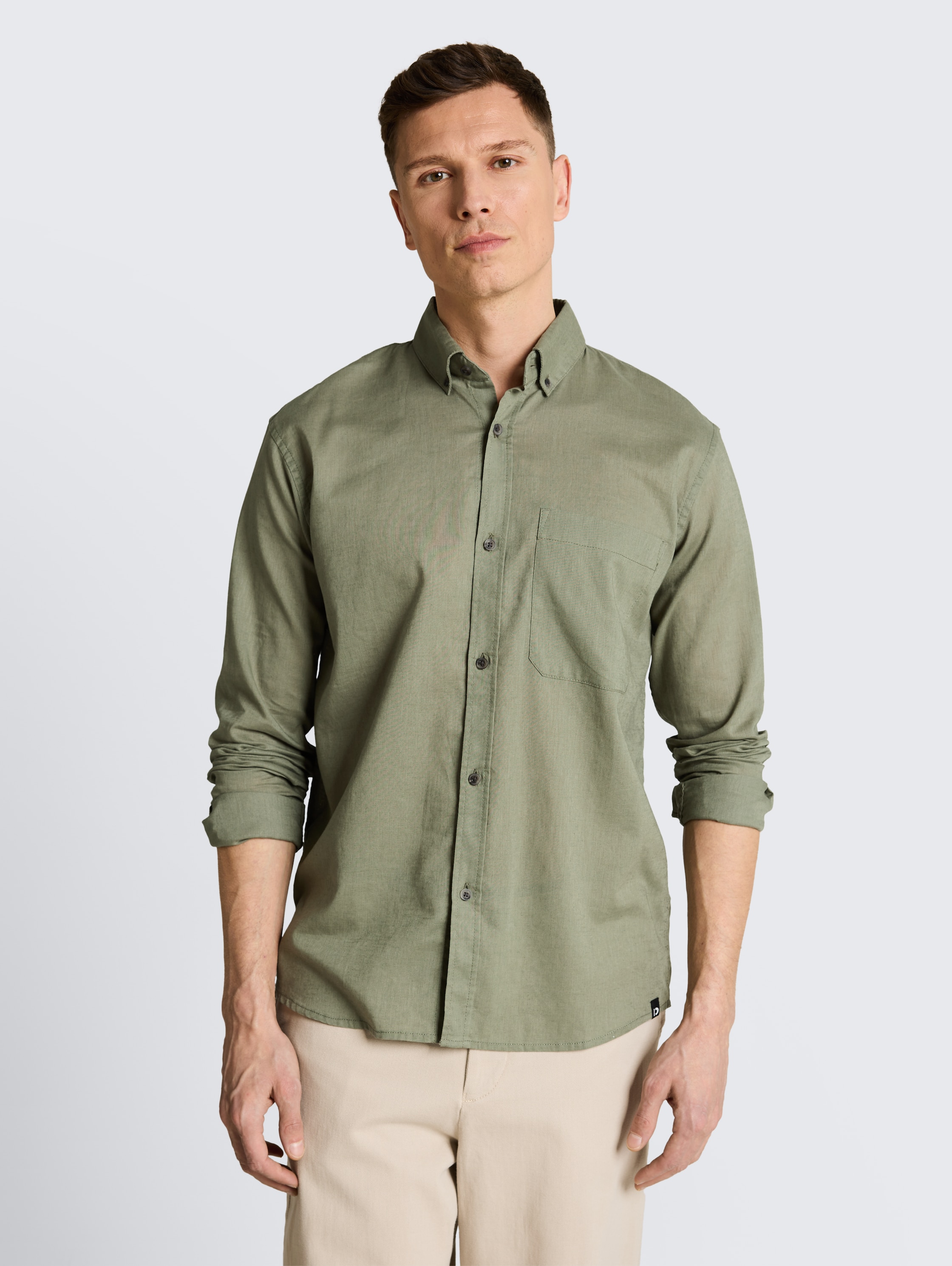 Relaxed Fit Hemd mit Leinenanteil - sea_spray - 