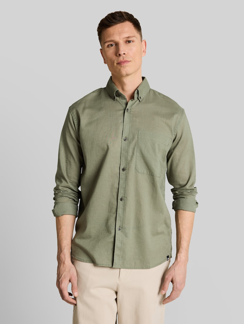 Relaxed Fit Hemd mit Leinenanteil von Denim Male, Sea Spray