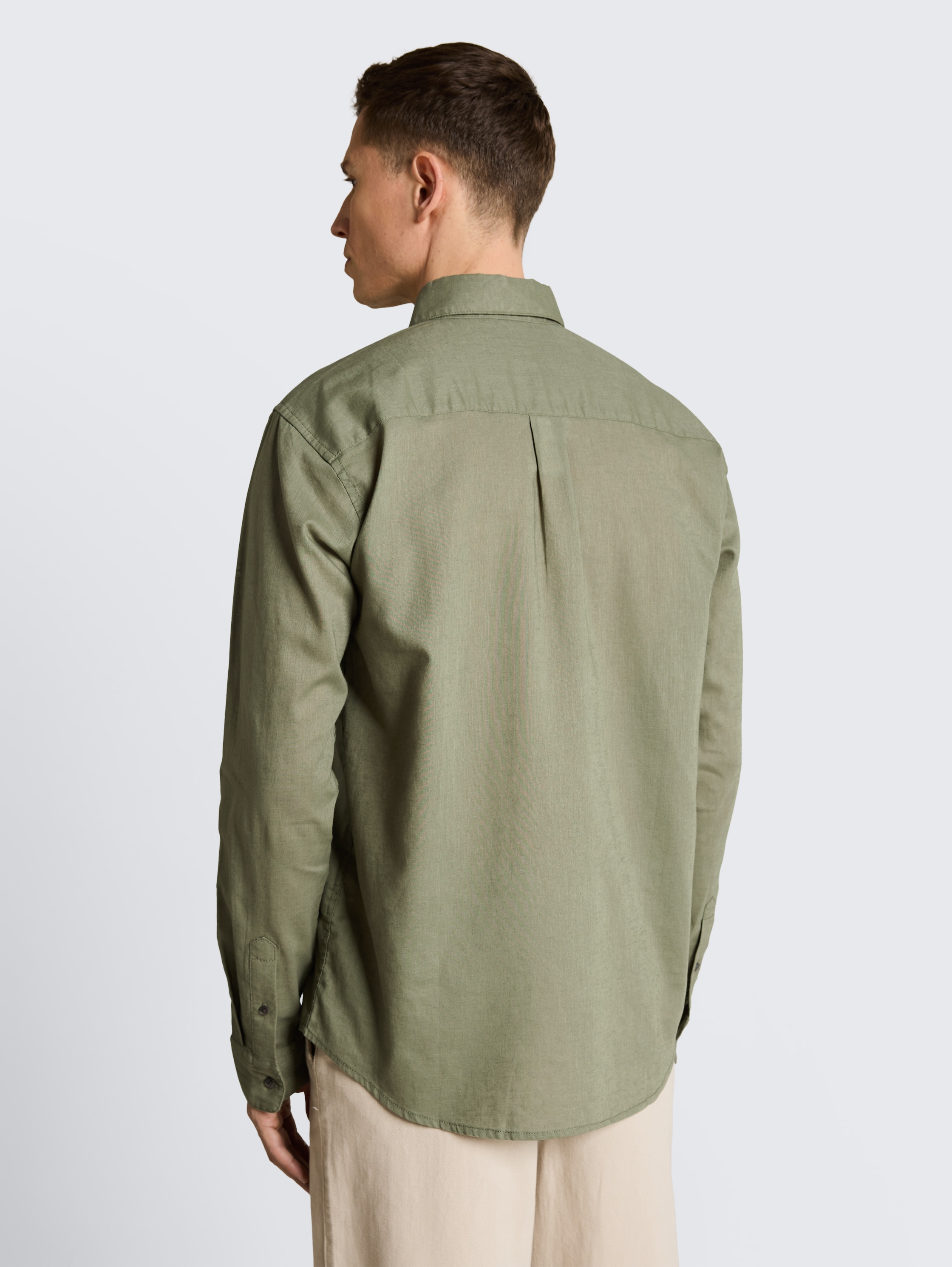 Relaxed Fit Hemd mit Leinenanteil - sea_spray - 