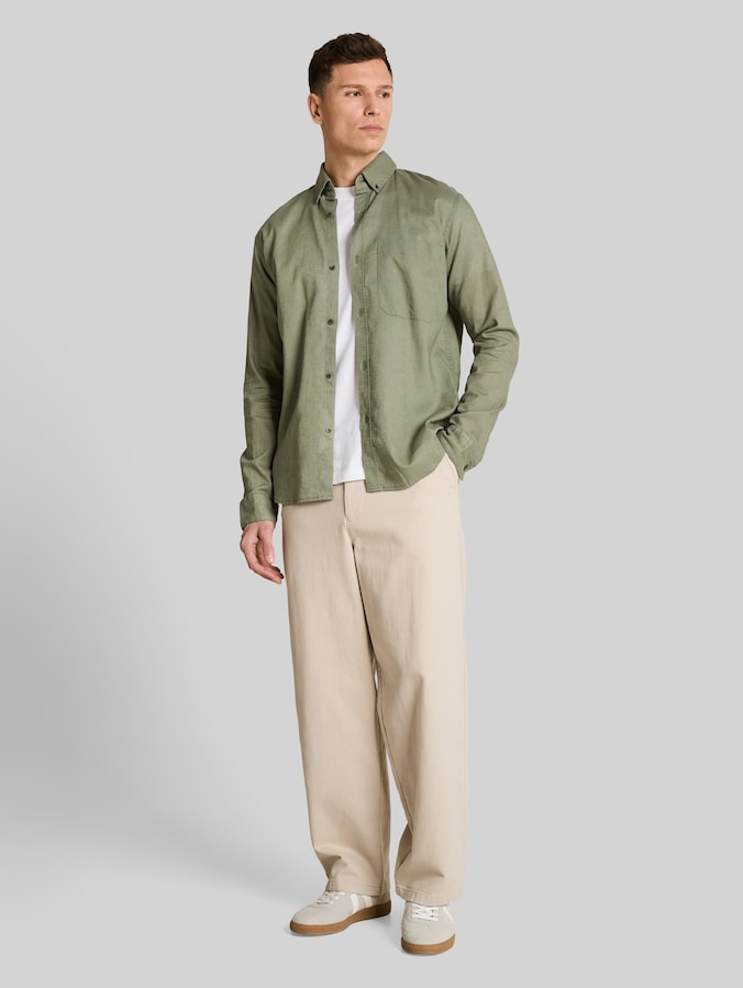 Relaxed Fit Hemd mit Leinenanteil von Denim Male, Sea Spray
