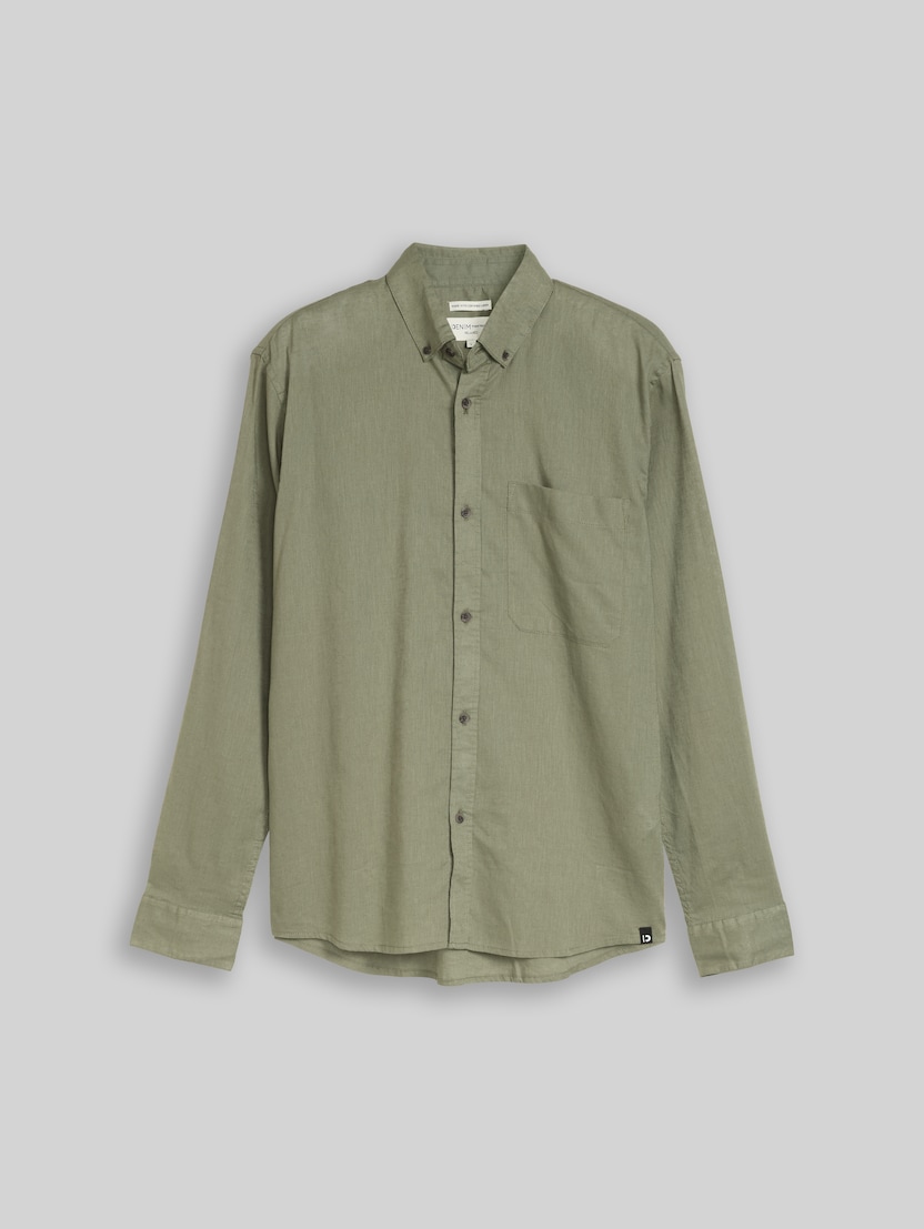 Relaxed fit shirt with linen blend by Denim Male, Sea Spray