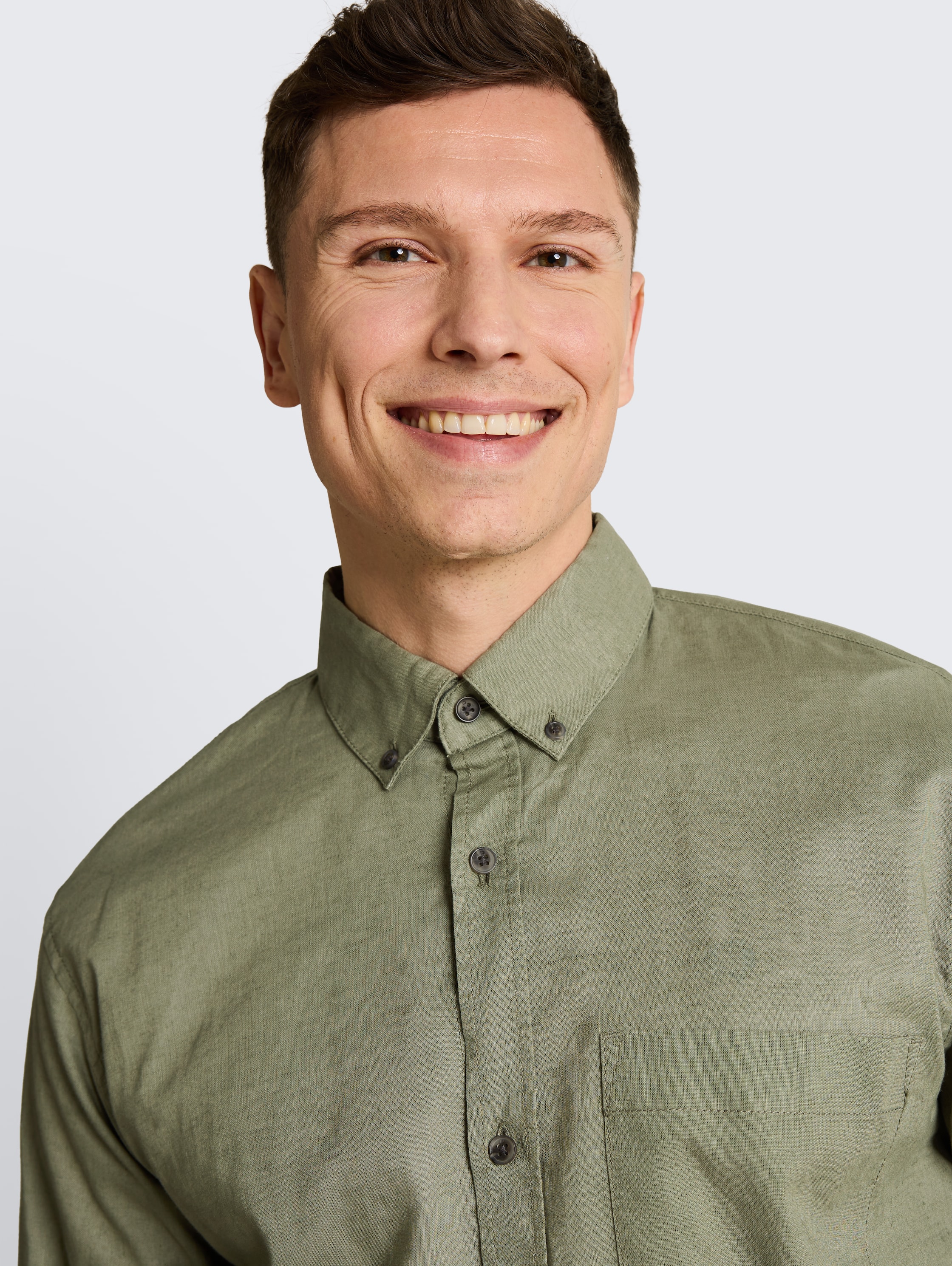 Relaxed Fit Hemd mit Leinenanteil - sea_spray - 