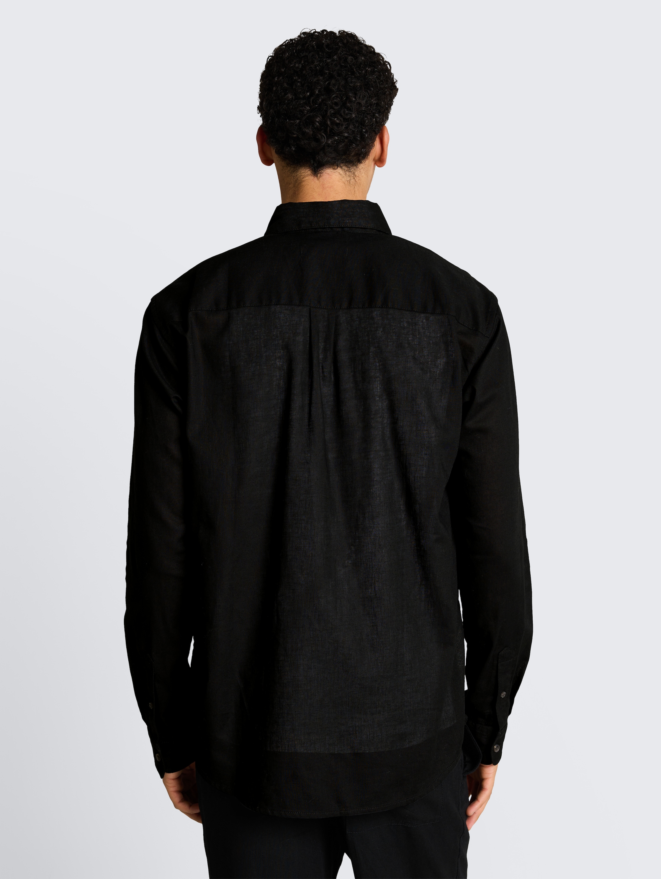 Relaxed Fit Hemd mit Leinenanteil - black - 