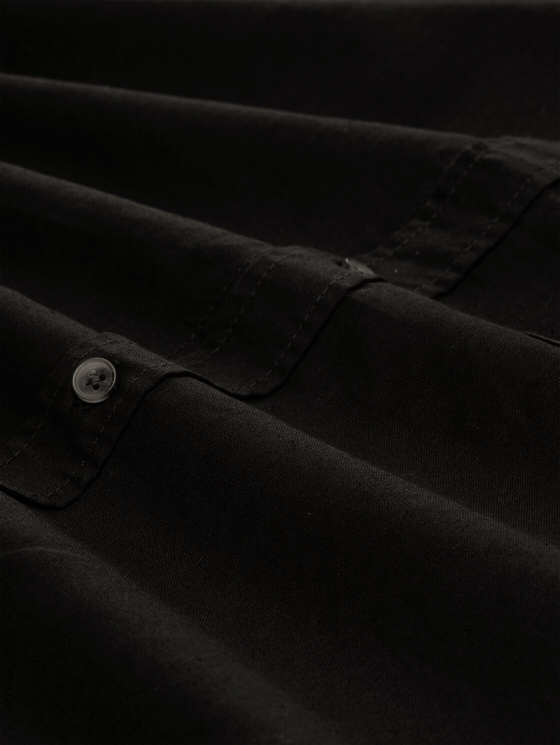 Relaxed Fit Hemd mit Leinenanteil - Black - Material-Ansicht