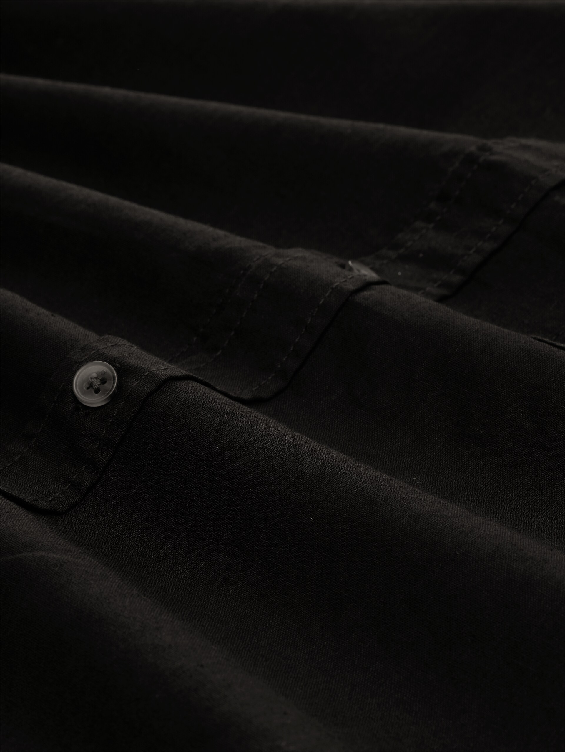 Relaxed Fit Hemd mit Leinenanteil - Black - Material-Ansicht