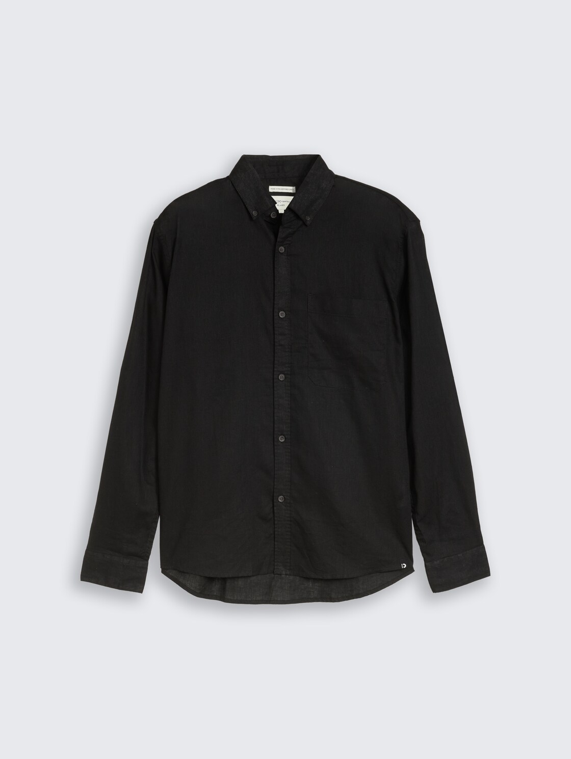 Relaxed Fit Hemd mit Leinenanteil - Black - Vorder-Produkt-Ansicht