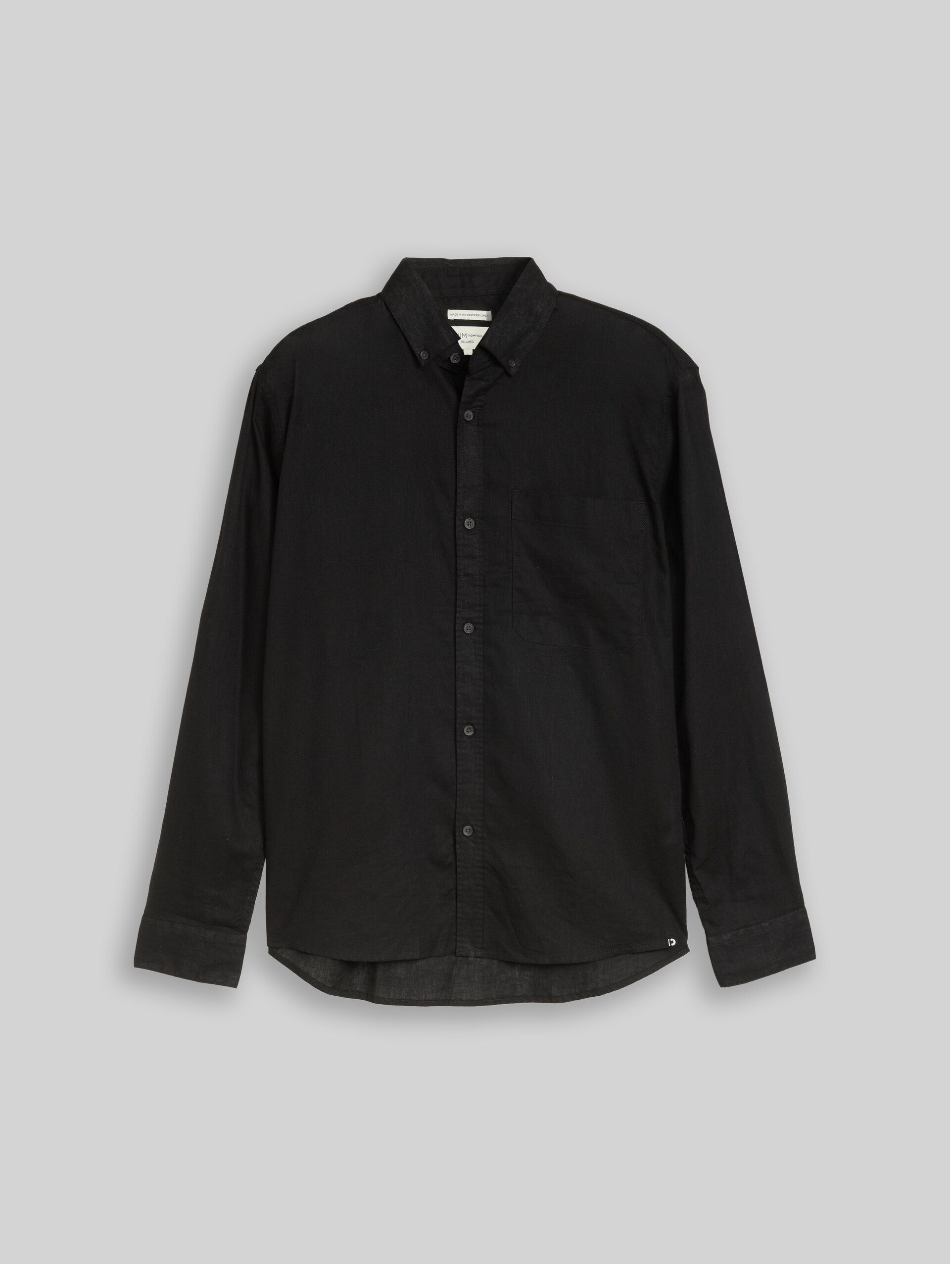 Relaxed Fit Hemd mit Leinenanteil - Black - Vorder-Produkt-Ansicht