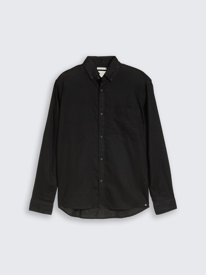 Relaxed Fit Hemd mit Leinenanteil von Denim Male, Black
