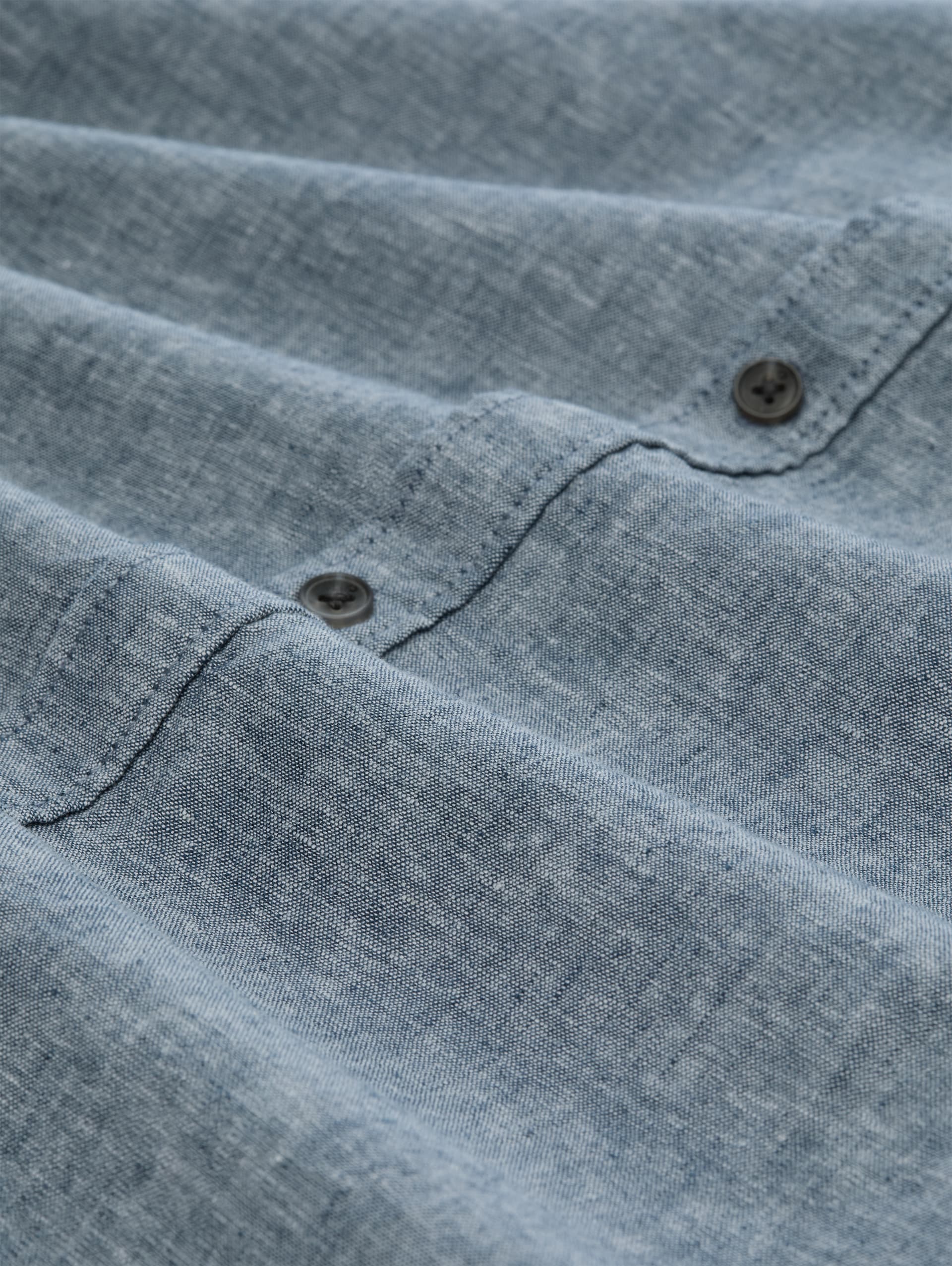 Relaxed Fit Hemd mit Leinenanteil - nighttime blue chambray - Material-Ansicht