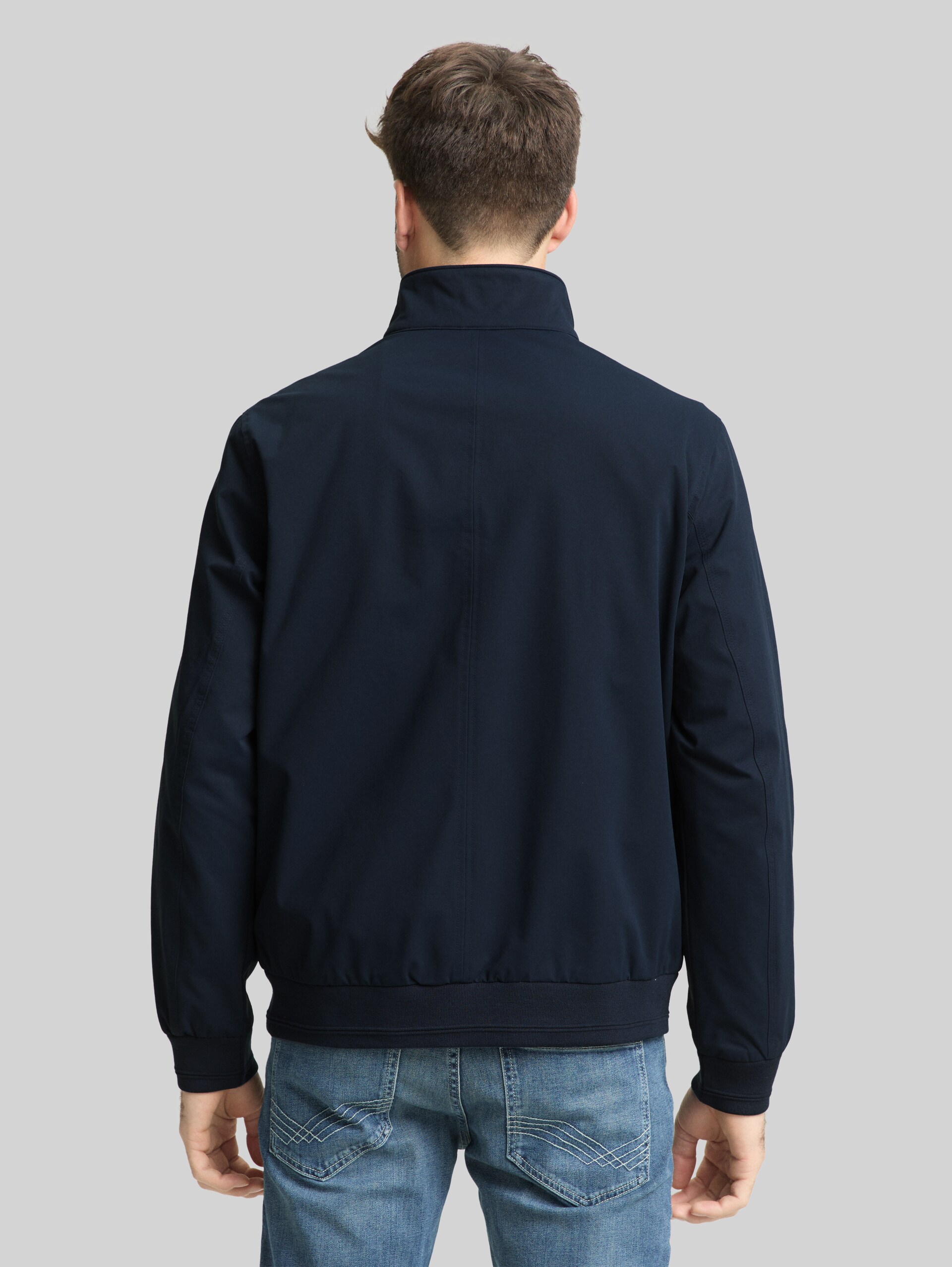 Harrington jacket made from water-repellent material - sky captain blue - Model-back view