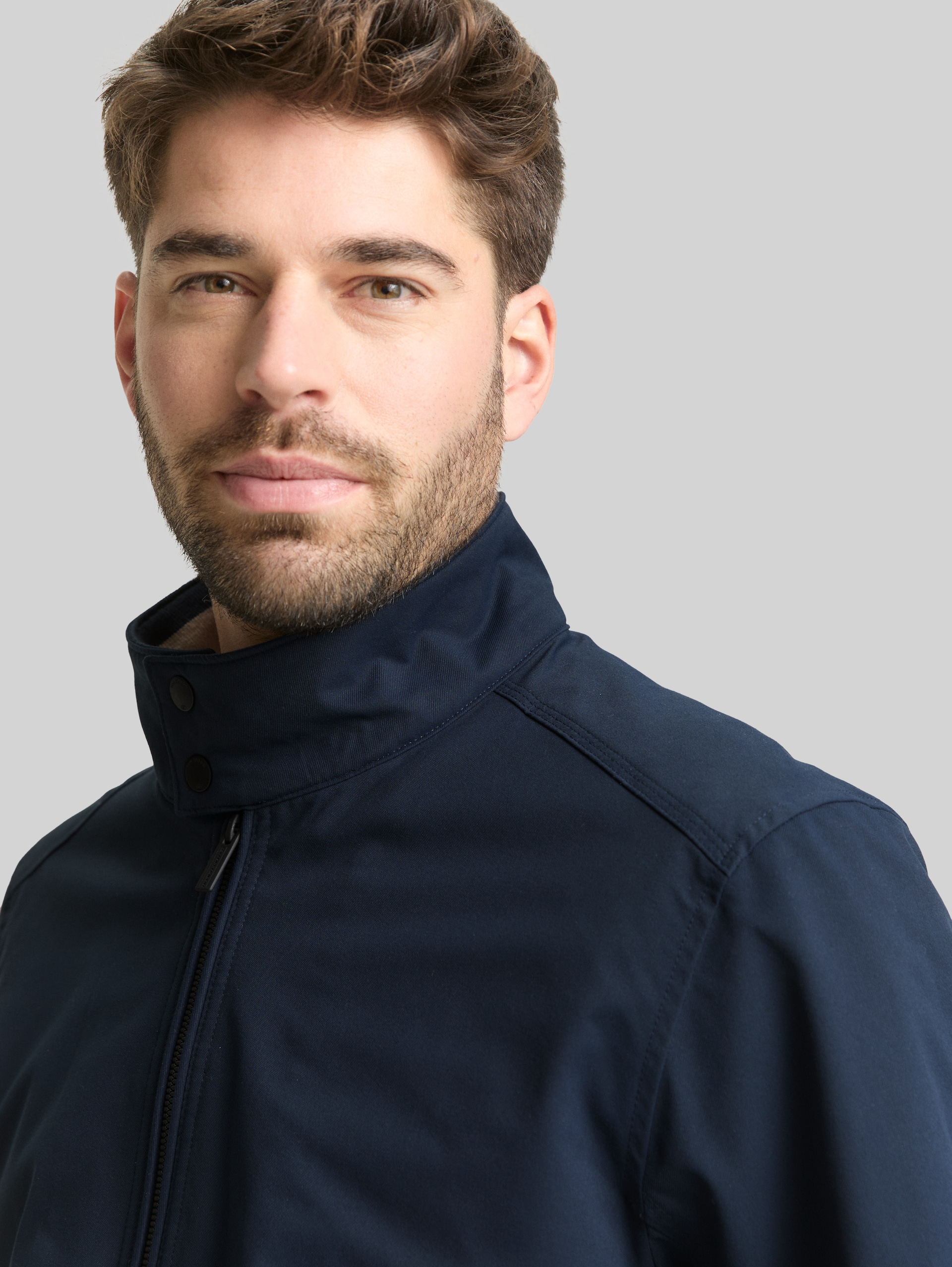Harrington jacket made from water-repellent material - sky captain blue - Detail model view