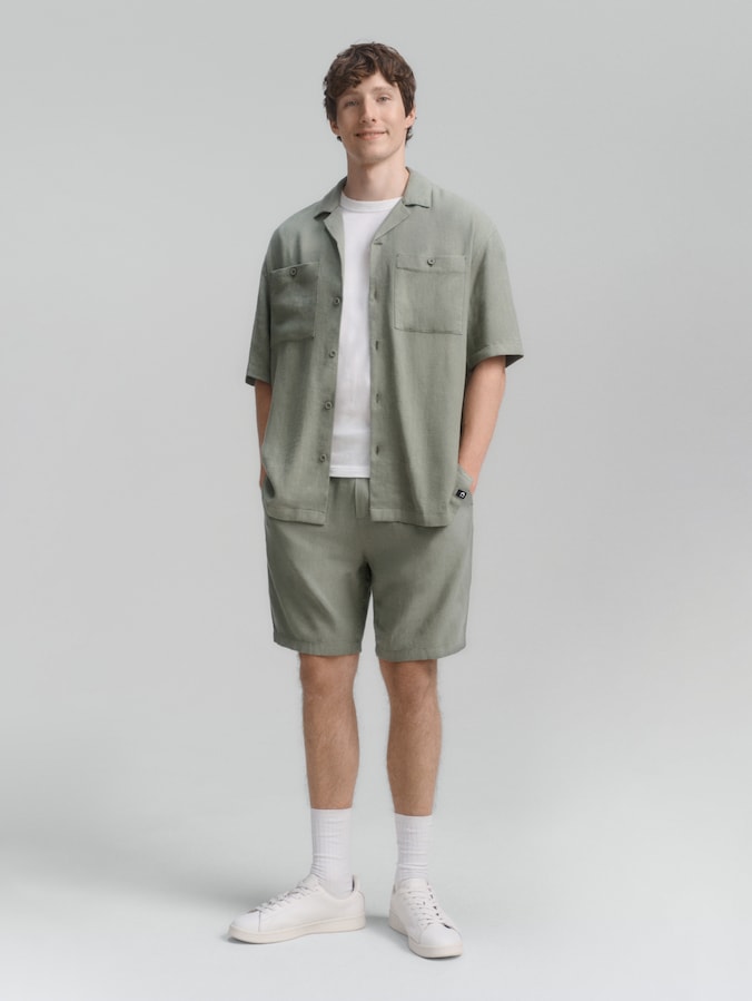 Chemise Resort coupe ample avec une part de lin par Denim Male, Sea Spray