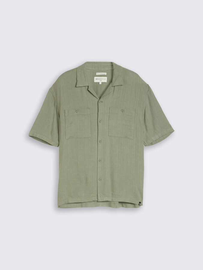 Loose Fit Resort Hemd mit Leinenanteil von Denim Male, Sea Spray