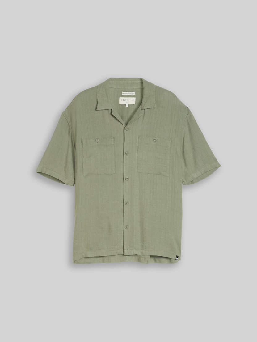 Chemise Resort coupe ample avec une part de lin par Denim Male, Sea Spray