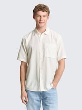 Chemise Relaxed Fit à manches courtes avec poche poitrine - White - Découpe Vue de face du modèle