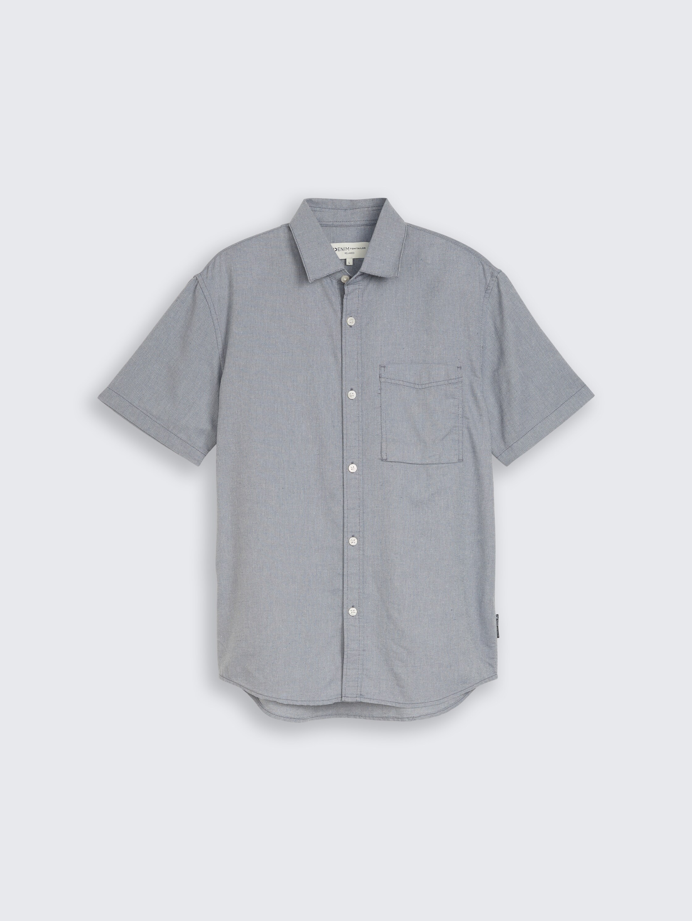 Relaxed fit short sleeve shirt with breast pocket - urban medium grey structure - Front product view