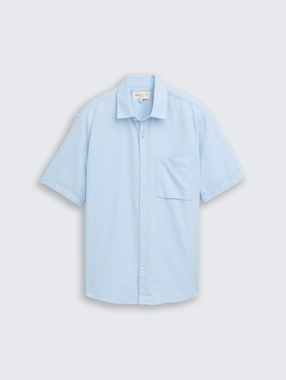 Relaxed Fit Kurzarmhemd mit Brusttasche - light blue structure - Vorder-Produkt-Ansicht