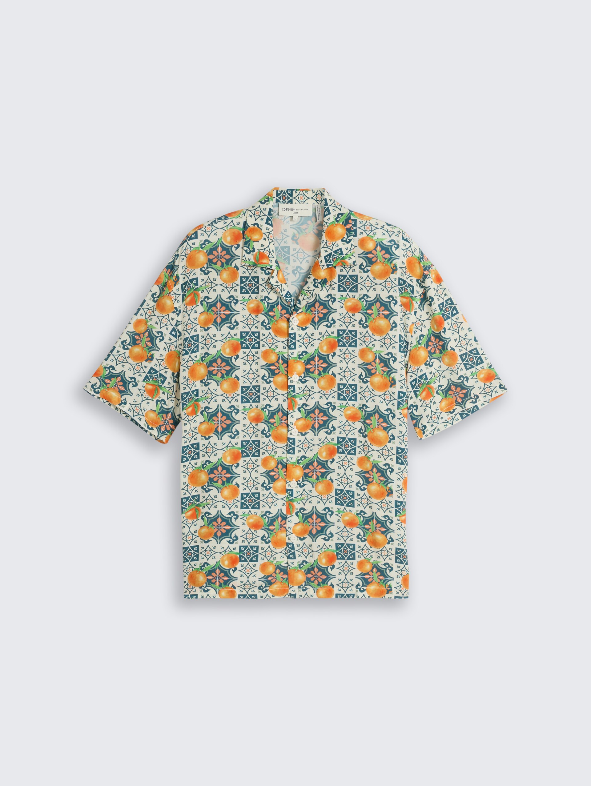 Loose fit resort-overhemd met korte mouwen en print op de rug - colorful fruit print - Product vooraanzicht