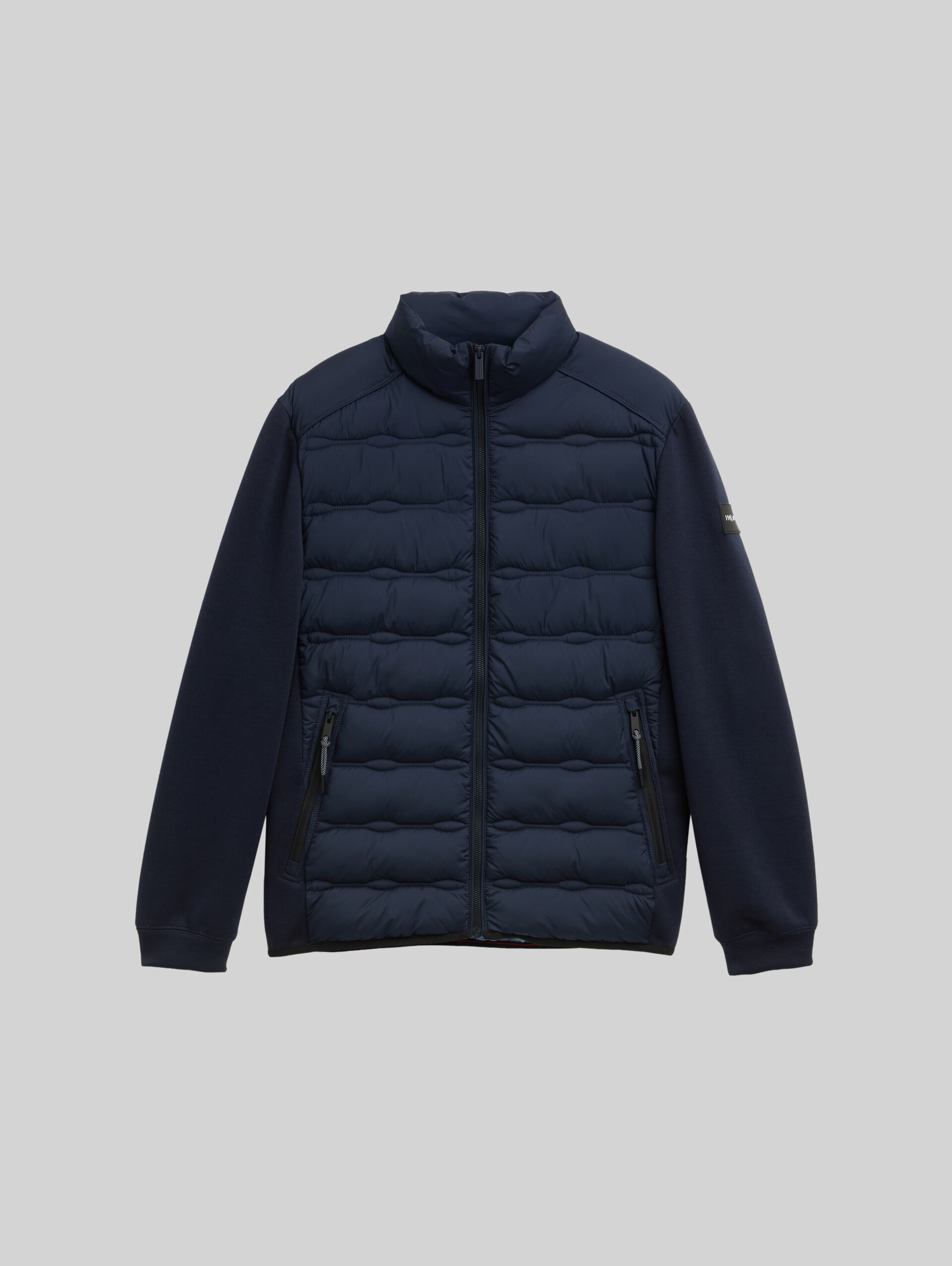 Lightweight hybrid jacket with stand-up collar - sky captain blue - Front product view